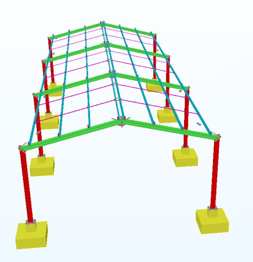 Modelación de galpón sin cierre lateral