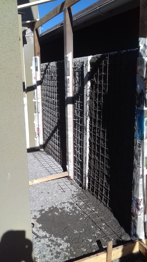 Estucado en muro panderetas