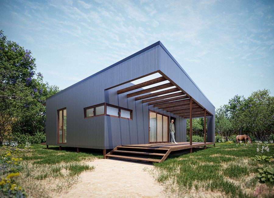 Casa Mediterránea Renderizada Frontal