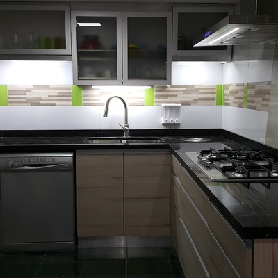 cocina en linea plana