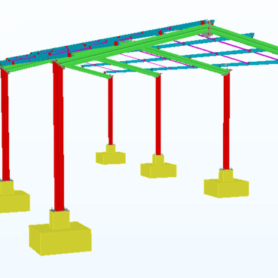 Modelación de galpón sin cierre lateral