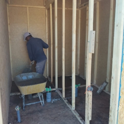 Radier H30 y estructura en madera/ obra en proceso en copiapó
