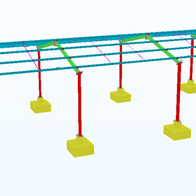 Modelación de galpón sin cierre lateral