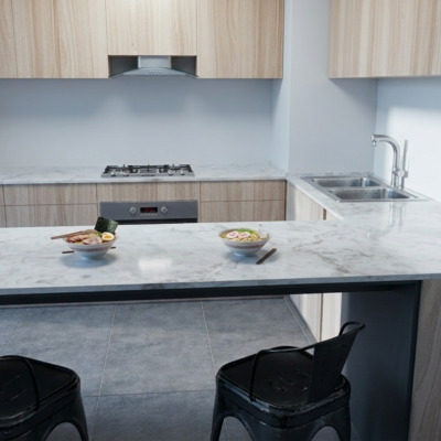 Render Cocina en Espacio 2x3
