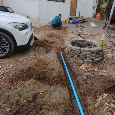 Instalacion de descarga en cabaña de algarrobo