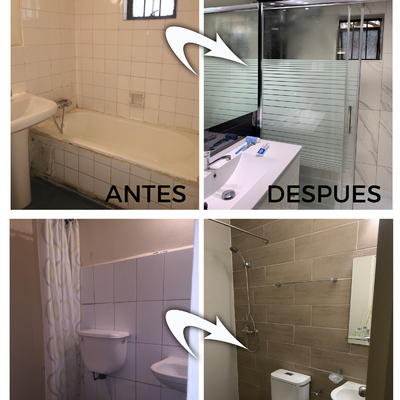 Remodelación de baños en departamento en Ñuñoa.