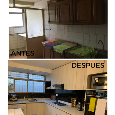 Remodelación de cocina en departamento en Ñuñoa.