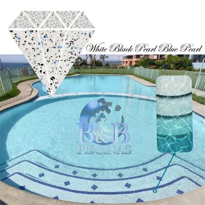 Piscina con revestimiento White Black Pearl Blue Pearl.