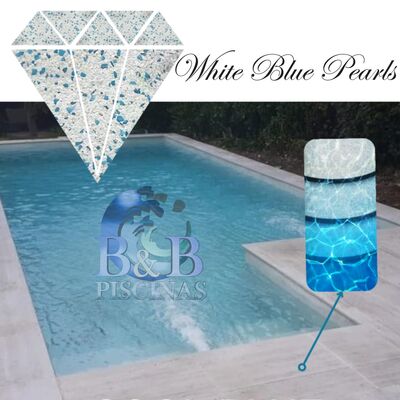 Piscina con revestimiento White Blue Pearls.