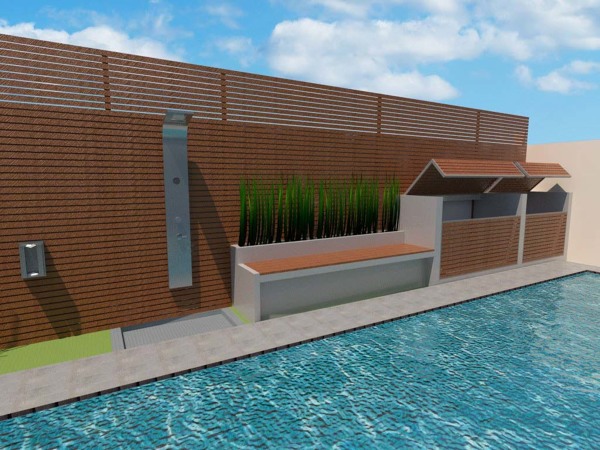 Render, Propuesta Bodega + Ducha Piscina