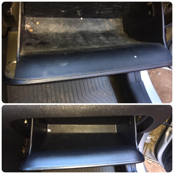 Limpieza en guantera de vehículo.