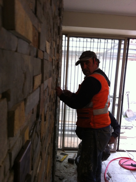 instalación de piedra mosaico