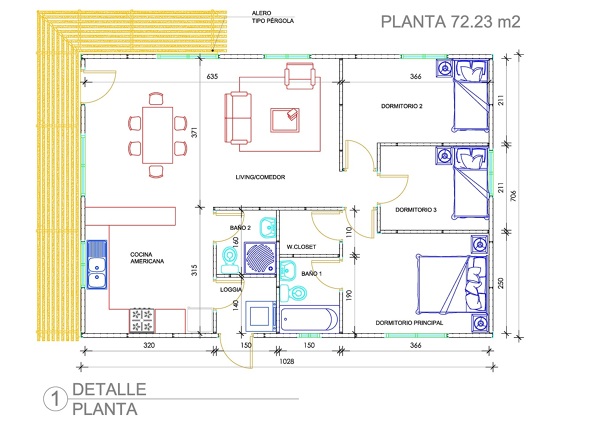 Planta 72.23 m2
