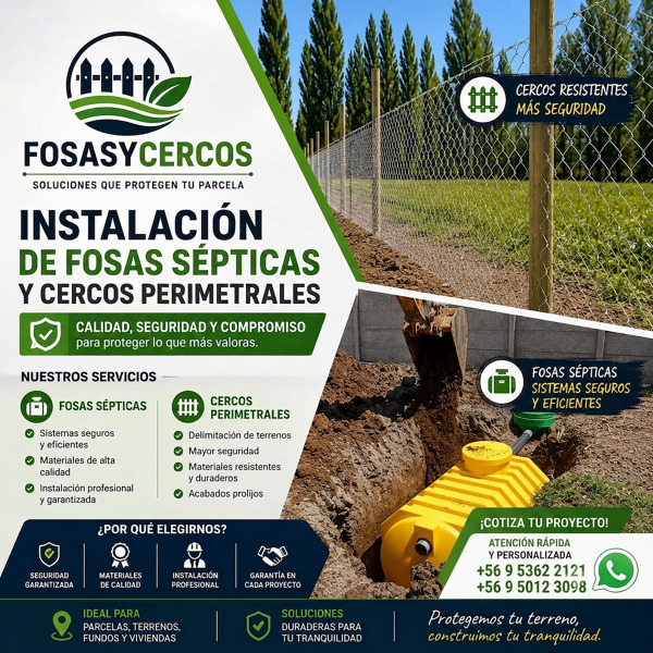 Instalación de fosas sépticas y cercos para parcelas