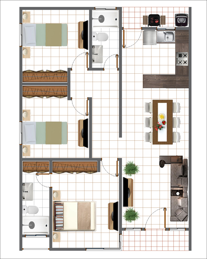 90m2 / 3 Dormitorios - 2 Baños