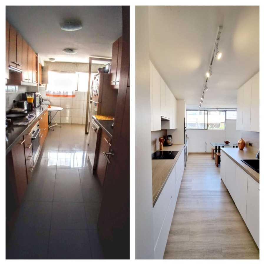 Antes y después entrada de cocina