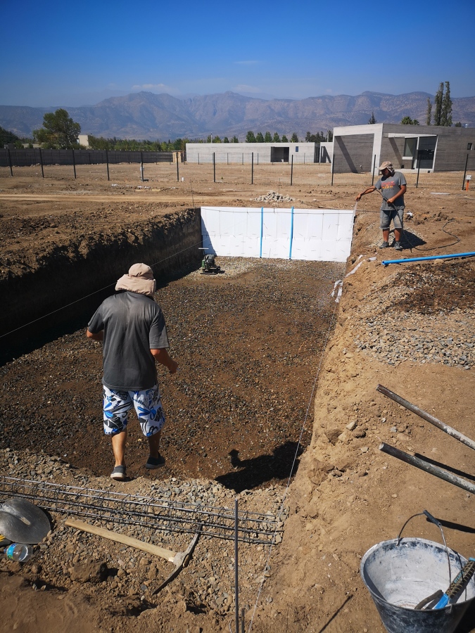 Colocando Aislante greda expansiva