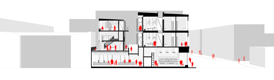 Corte longitudinal / Conjunto habitacional
