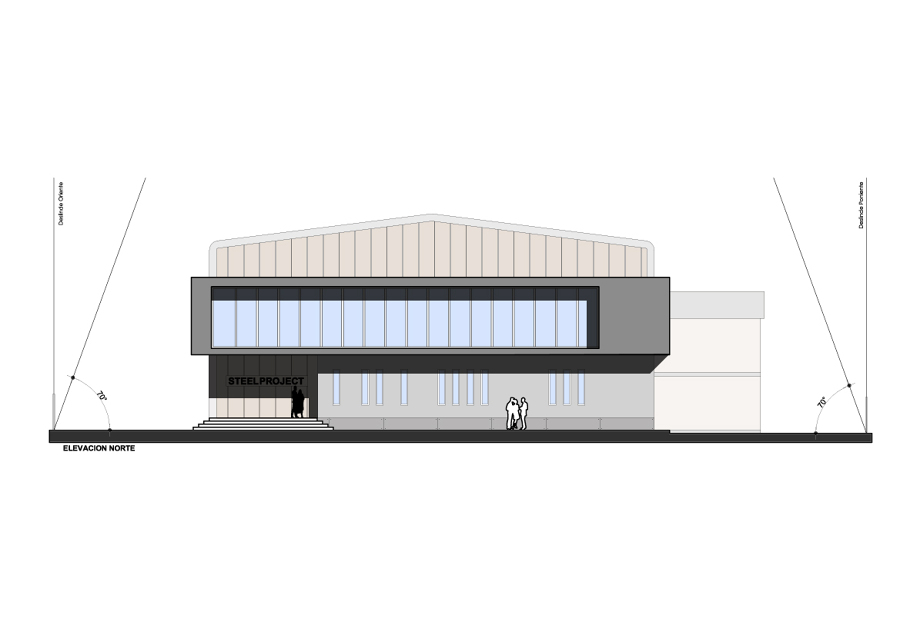 Elevacion Frontal Oficinas/Galpon