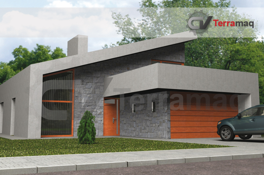 Fachada Fachada mortero monocapa de grano fino y chapado de piedra