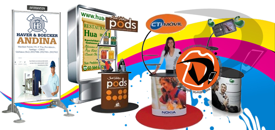 gráfica publicitaria y stand