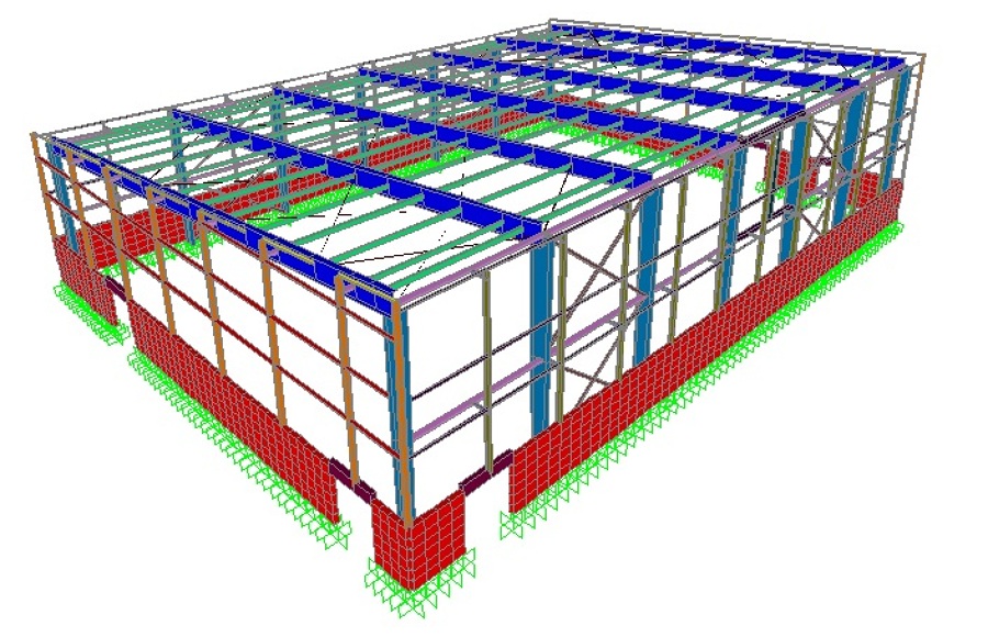 Modelo polideportivo 3D programa Sap 2000