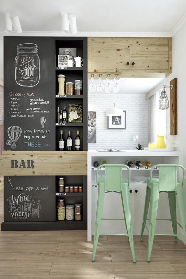 cocina con pintura de pizarra