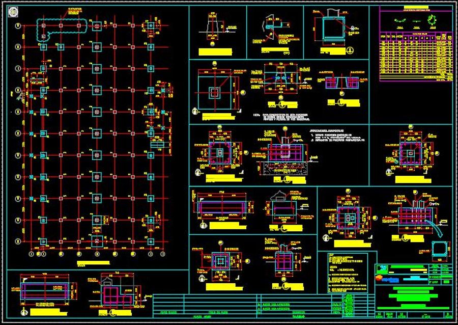 Plano de Planta de Fundaciones y Detalles