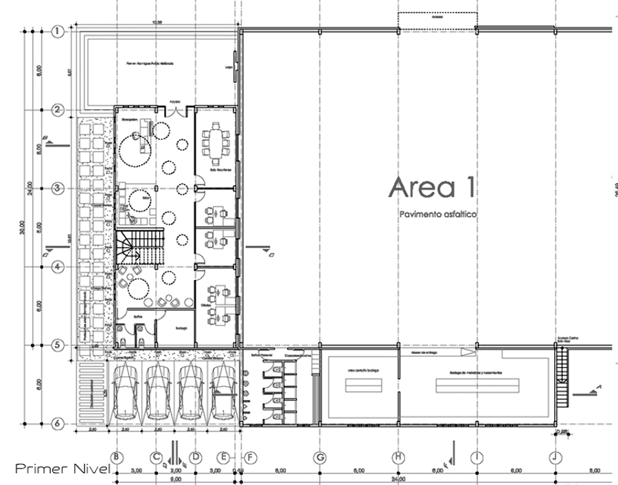 Planta 1er nivel oficinas / galpon