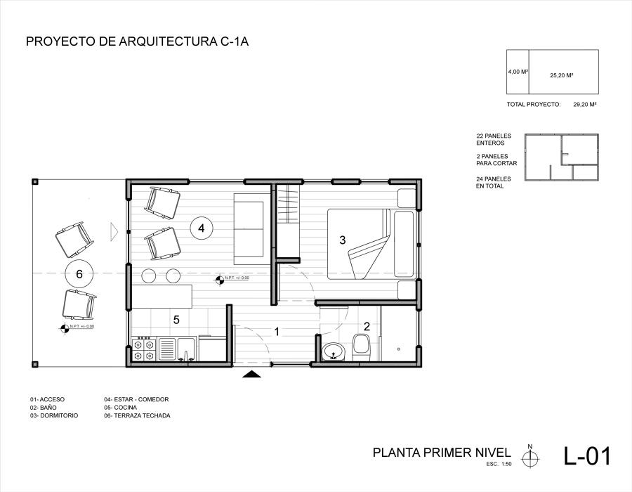 Refugio a dos aguas de 29,2 m2