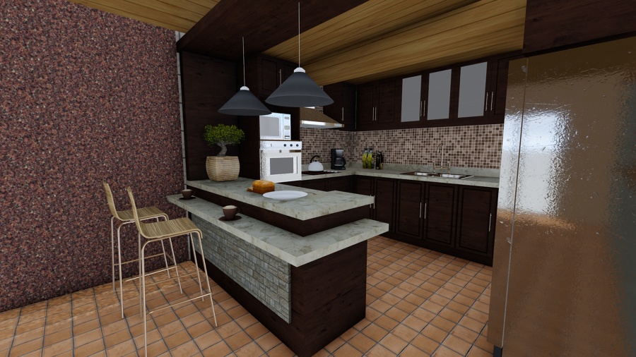 render cocina en 3D
