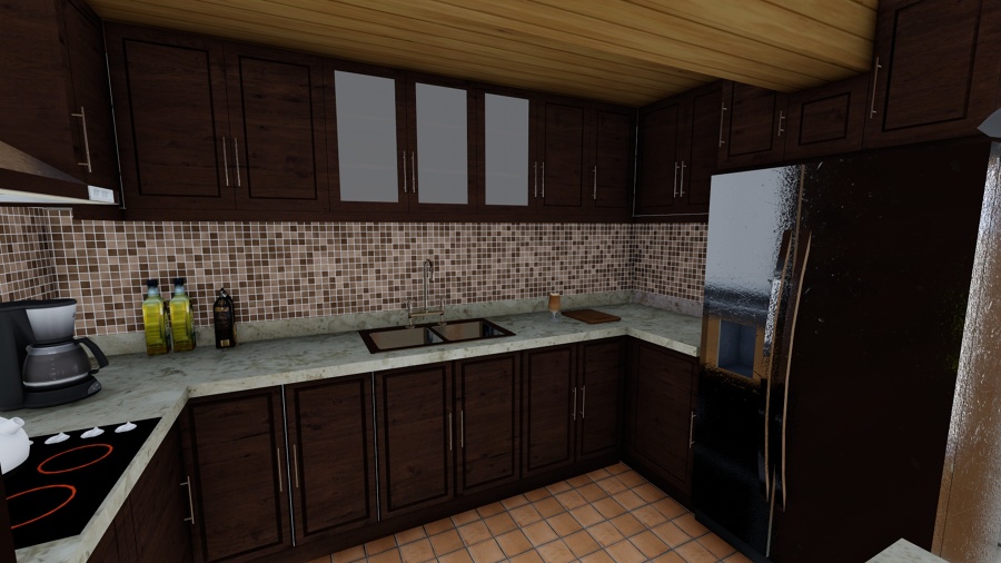 render cocina en 3D