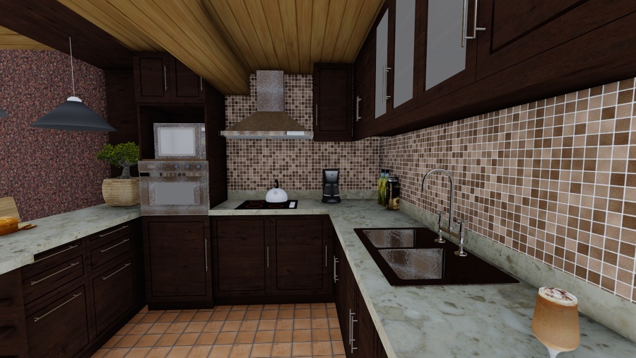 render cocina en 3D