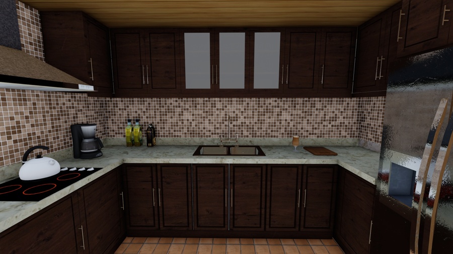 render cocina en 3D