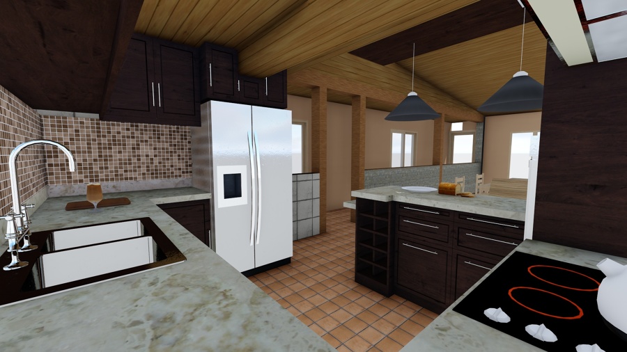 render cocina en 3D