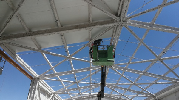 Aplicación Mortero Ignifugo  Estructura Galpón - Minera Spence