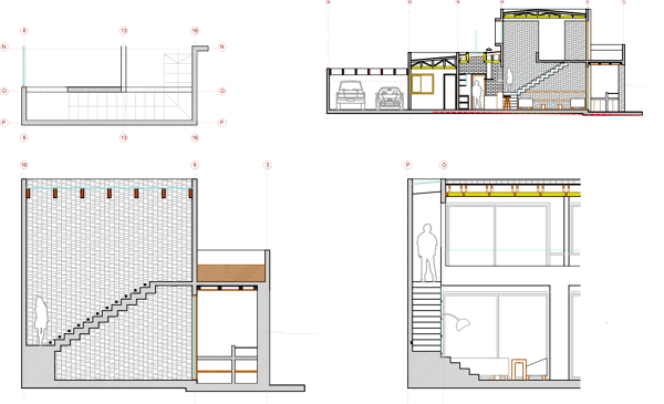 Detalle Escalera en obra. Proyecto casa BL piedra roja – Chicureo.