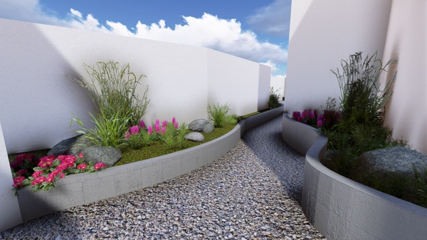 Foto: diseño de jardinera y camino de acceso al patio desde el ... Patio Lights diseño