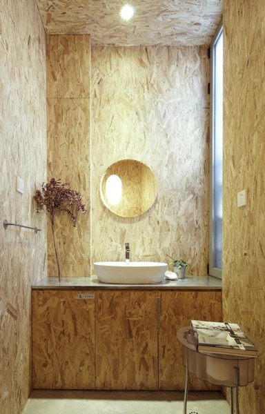 Pared revestida en madera