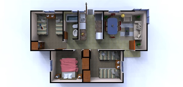 Plano de planta casa 52m2